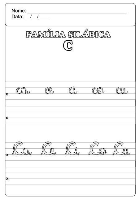 Família Sulábica Do C Caligrafia Familia Silabica Familia Do C