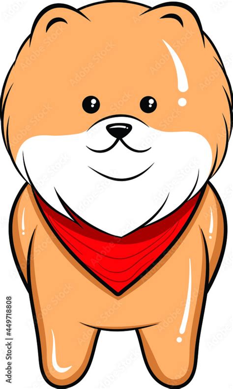 Vector Illustration Of Cute Cartoon Character Pomeranian Dog Puppy