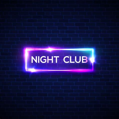Night Club Neon Sign On Brick Wall 3d Signage Stock Vector