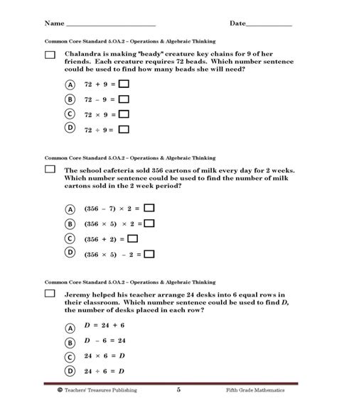 Printable Common Core Math Worksheets For 5th Grade Math Worksheets