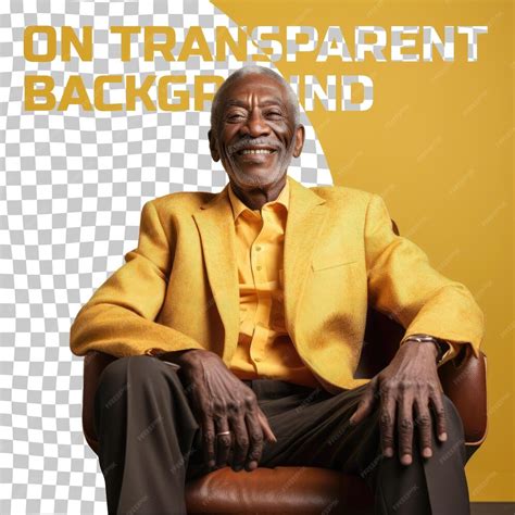 Premium Psd African Senior Stylish And Relaxed In Pastel Yellow