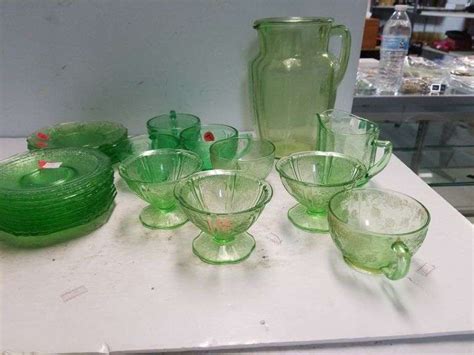 Assorted Green Jeanette Glassware Trice Auctions