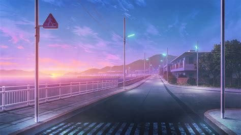 Sunset Coast Anime Street Hd By Rkmlady