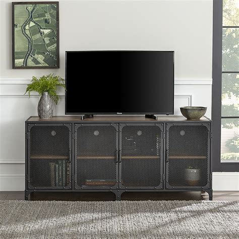 Best Buy Walker Edison Industrial Mesh Metal Tv Stand Cabinet For Most