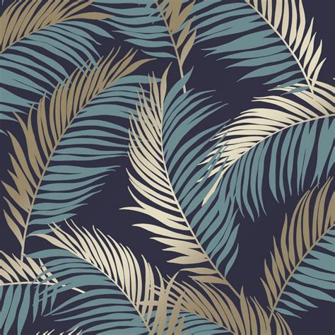 Arthouse deco tropical metallic birds geometric navy blue gold wallpaper. I Love Wallpaper Vivienne Leaf Wallpaper Navy, Gold ...