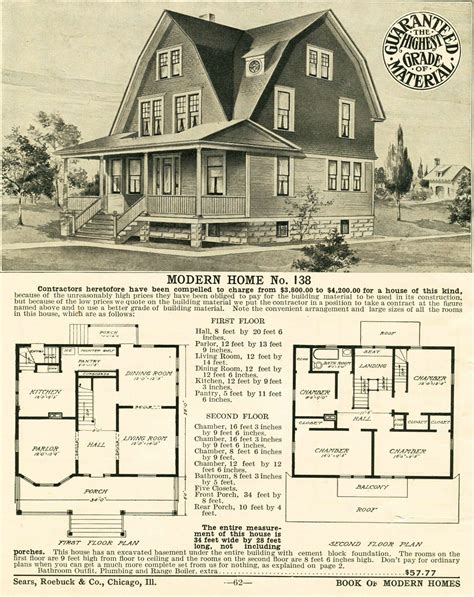 Sears No 138 1908 version | Vintage house plans, Dream house plans