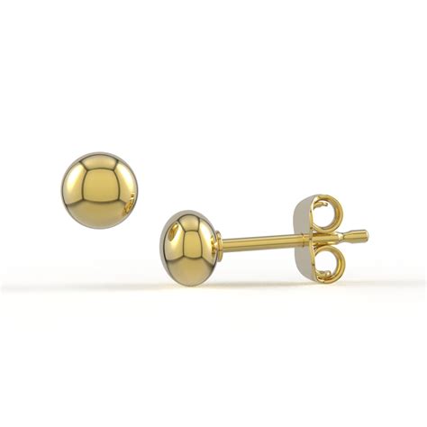 14k Solid Yellow Gold Flat Ball Stud Earrings 4mm 5mm 6mm Etsy