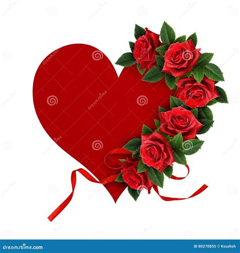Red Rose Flowers Heart Shape Arrangement Stock Image Image Of Love