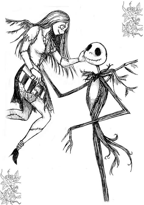 Jack And Sally Nightmare Before Christmas Coloring Pages Clip Art Library