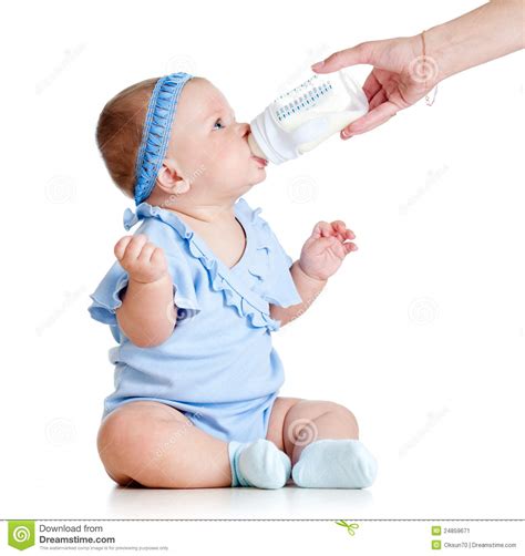 Adorable Baby Girl Drinking From Bottle Stock Image