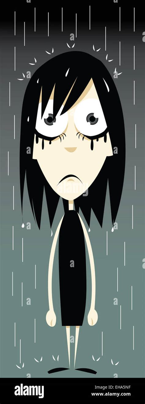 A Vector Cartoon Representing A Emo Girl Having A Very Bad Day Stock