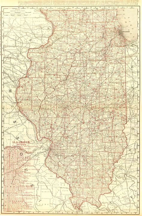 Illinois Counties And Railroads Map 1895 Original Art Antique Maps