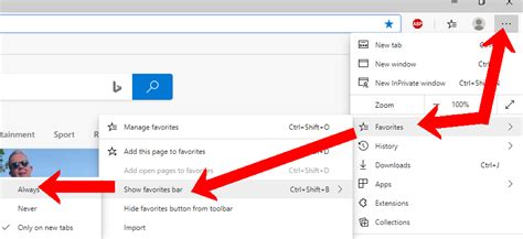 Microsoft Edge Now Allows Pinning The Favorites Bar How To Show Icons