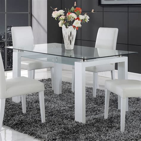 Custom modern round glass top dining table. Global Furniture Frosted Glass Dining Table With White ...