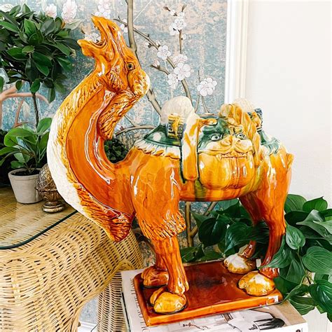 Large Chinese Sancai Tang Style Camel With Dragon Saddle Etsy