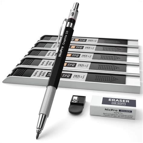 Buy Nicpro 20 Mm Mechanical Pencil Set Artist Metal Lead Holder Metal