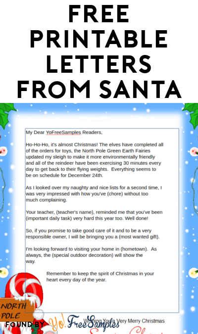 But what if santa could respond to her with a personal letter of his own? FREE Printable Letters From Santa - Yo! Free Samples
