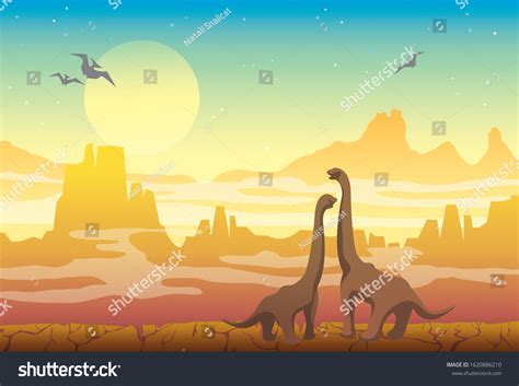 Prehistoric Illustration Extinct Animals Vector Nature Stock Vector