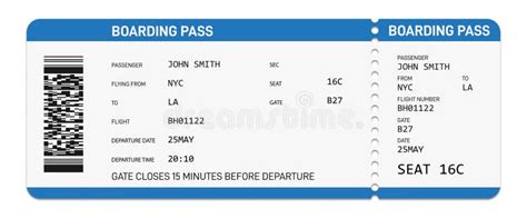 Realistic Airline Boarding Pass Boarding Pass Template Stock Vector Illustration Of Ticket