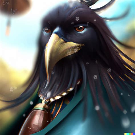 Anthropomorphic Female Raven Samurai Avian In Sengoku Era Armor And