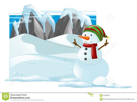 Winter Scene With Snowman Stock Vector Illustration Of Frozen 91695434