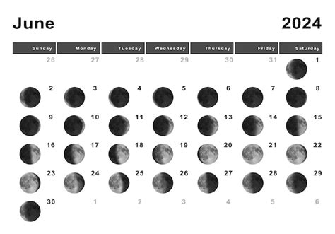 Calendário Lunar De Junho De 2024 Ciclos Da Lua Fases Da Lua Foto