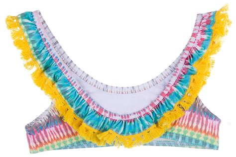 Maricruz Moda Infantil Girls Tie Dye Print Bikini And Ruffle Collar