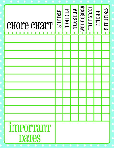 Chore Chart Checklist