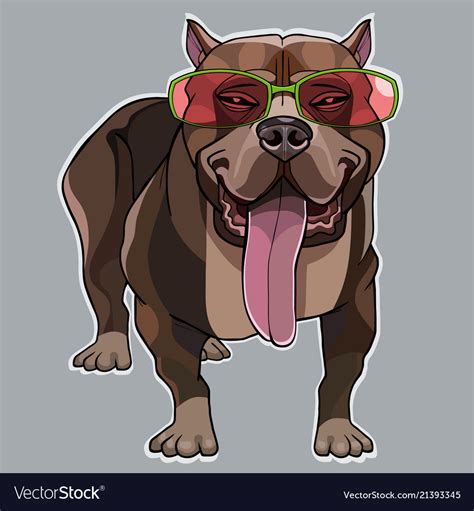 Cartoon Muscular Dog A Pitbull In Pink Glasses Vector Image