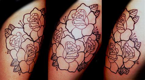 Roses Line Work Tattoo By Joshua Nordstrom Tattoonow