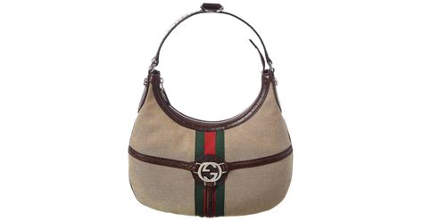 Gucci Brown Canvas And Leather Reins Hobo Bag Lyst