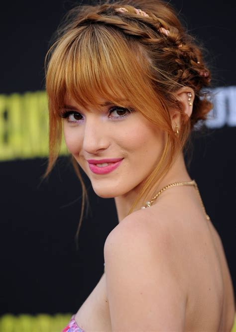 Modeled by the iconic ellen, this hairstyle with bangs for hair features a feathered hairstyle with side bangs. Bella Thorne Braided Updo Hairstyles - Fashion Trends ...