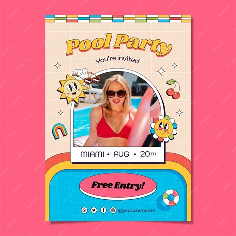 Free Vector Hand Drawn Pool Party Invitation Template