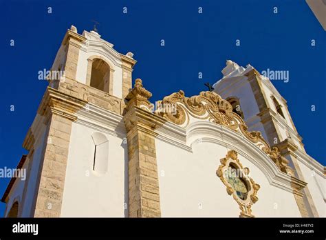 Portugal Algarve Lagos Old Town Church Igreja De Ouro Stock Photo