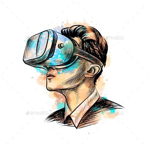 Man Wearing Virtual Reality Headset By Kapona Graphicriver