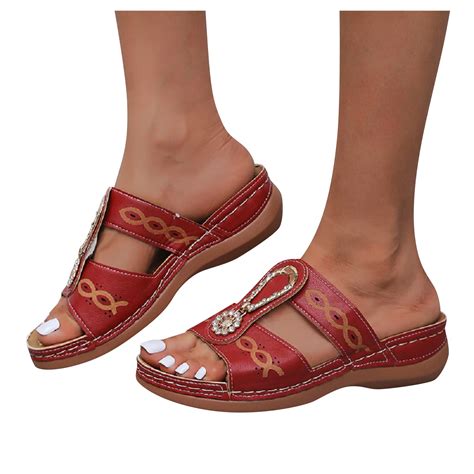 Akiihool Sandals For Women Dressy Summer Women Casual Summer Women S Flat Ankle Buckle Strap