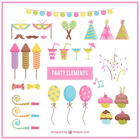 Free Vector Colorful Birthday Party Elements