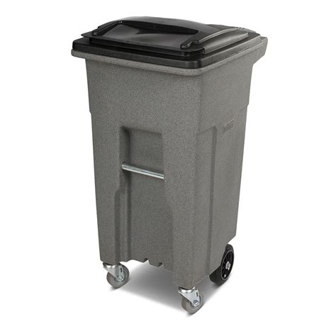 Toter 32 Gal Graystone Trash Can With Casters And Lid