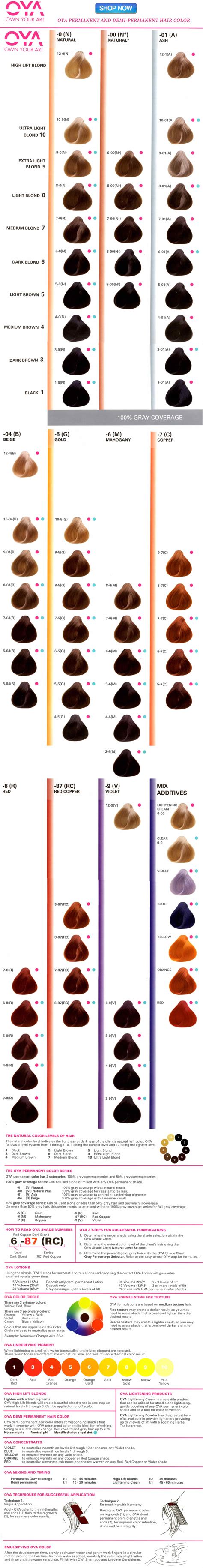Oya Hair Color Chart