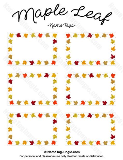 Free Printable Maple Leaf Name Tags The Template Can Also Be Used For