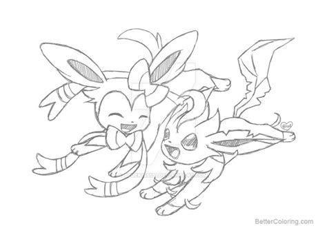 Coloring Pages Printable Of Eevee And Sylveon
