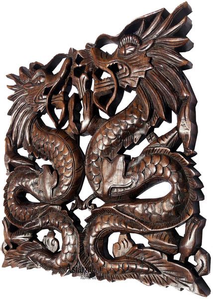 Chinese Dragon Carved Wood Wall Art Decor Panels Asian Home Decor