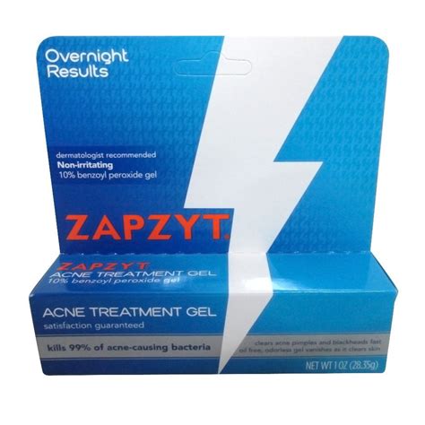ZAPZYT Acne Treatment Gel Non-Irritating Overnight Results 1 oz Pack of