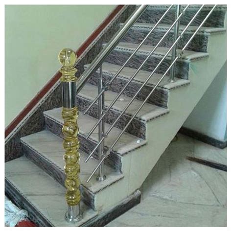 (1) a standard railing shall consist of top rail, intermediate rail, and posts, and shall have a vertical height of 42 inches nominal from upper surface of top rail to floor, platform, runway, or ramp level. Stairs Stainless Steel Staircase Railing, For Offices, Rs ...