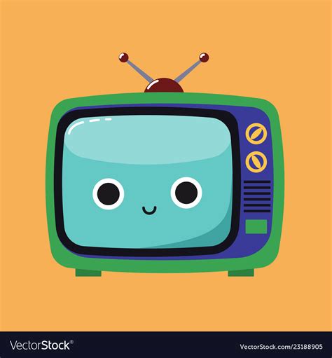 Smiling Cute An Old Tv Set With A Royalty Free Vector Image
