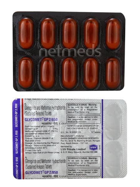 Glycomet Gp 2850mg Tablet 10s Buy Medicines Online At Best Price