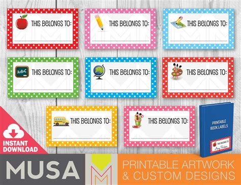 Instant Download 8 Printable Name Labels For Books
