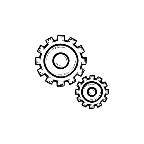 Set Of Two Gears Hand Drawn Outline Doodle Icon Stock Vector