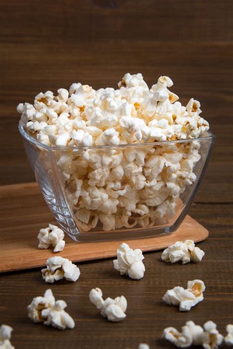 Popcorn In Glass Bowl On Wooden Glass Bowl Food Bowl