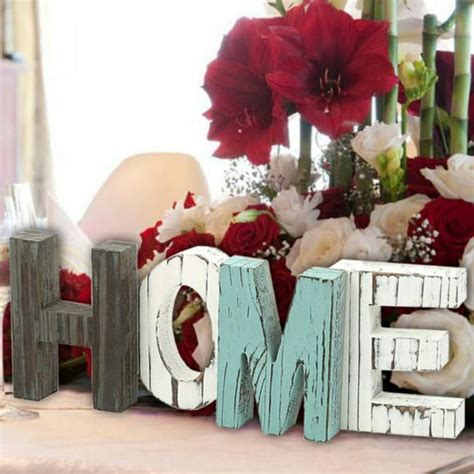 Rustic Wood Home Sign Decor Decorative Word Signs Freestanding Cutout